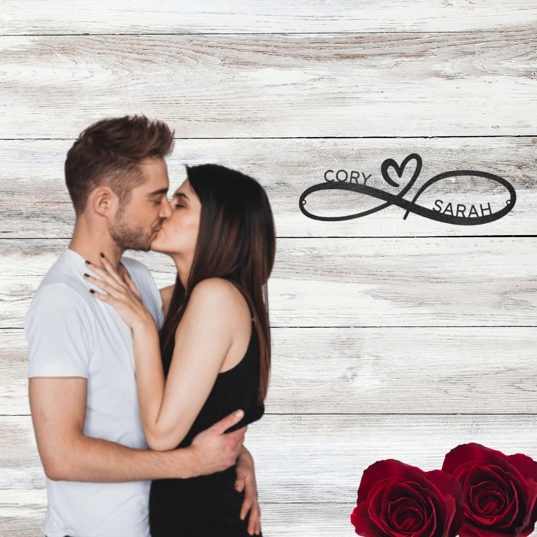Infinity Couples Monogram - Steel Sign